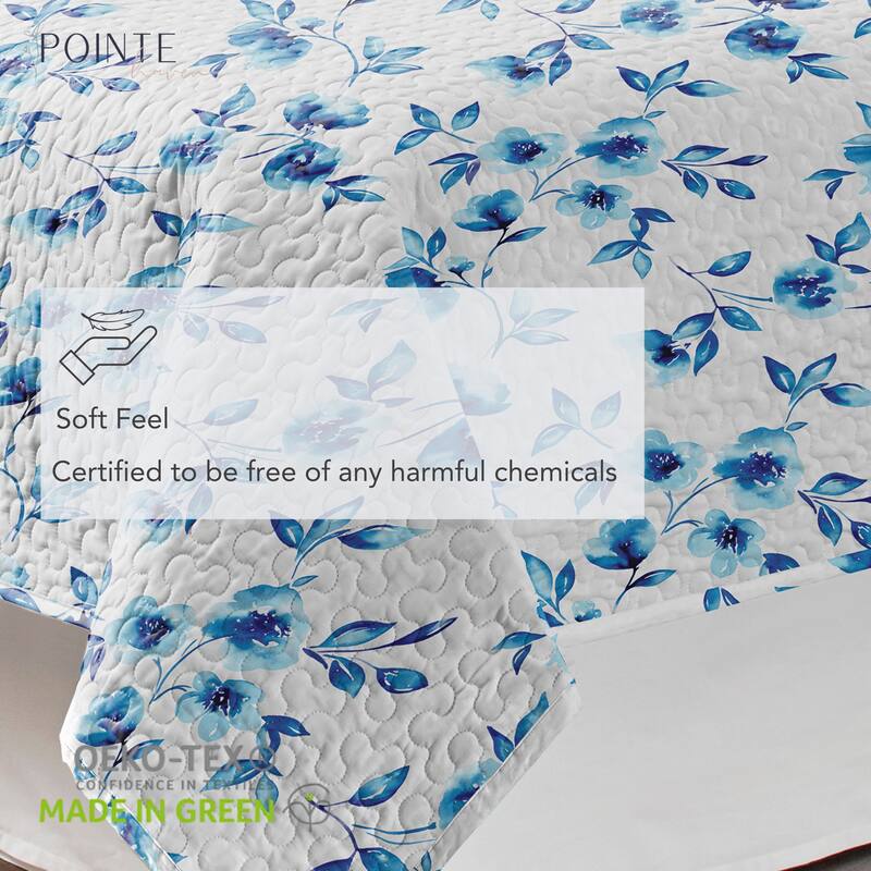Pointehaven Percale Cotton Oversized Printed Scroll Design Quilt Set
