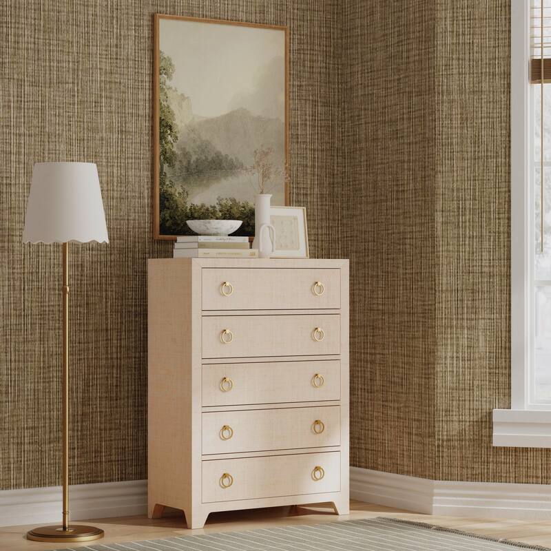 Bar Harbor 5 Drawer Raffia Dresser - Natural Raffia
