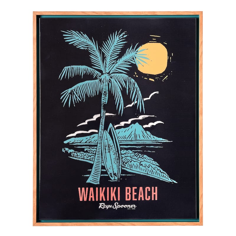 Kona Coast by Reyn Spooner Framed Waikiki Beach Printed Veneer Wall Art