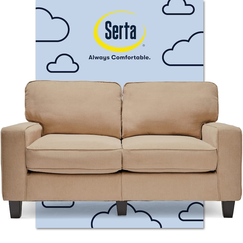 Serta Palisades Upholstered 61" Sofas for Living Room Modern Design Couch, Straight Arms, Tool-Free Assembly - Sand Beige