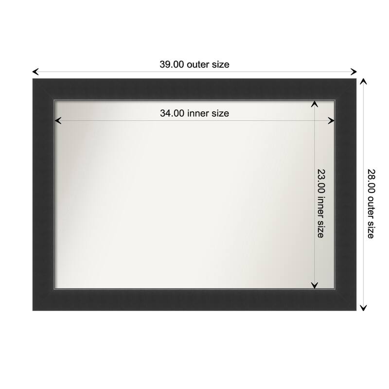 Corvino Black Framed Non-Beveled Custom Wall Mirror, Bathroom Vanity Mirror - Outer Size: 39 x 28