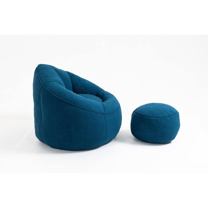 Bean Bag Chair w/Foot Stool in Multiple Colors, Giant Foam-Filled Furniture-Maximum Comfort Bean Bag