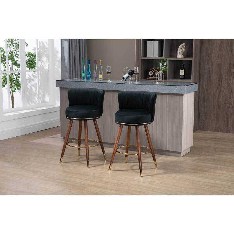 Counter Height Bar Stools Set of 2 for Kitchen Counter Solid Wood Legs