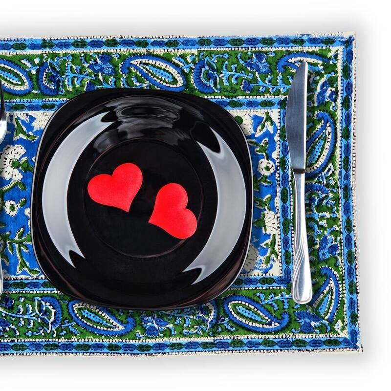 Royal Paisley Floral Cotton Block Print Tablecloth Rectangle