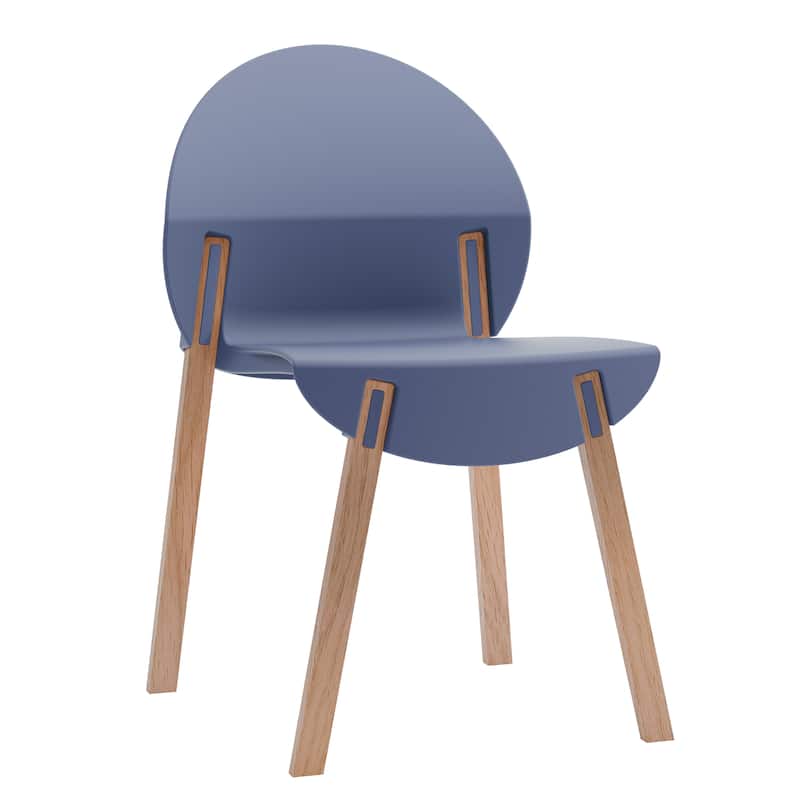 4-Pack Chairs - Wood Legs & PP Seat, Indoor Dining & Living Room Furniture Set