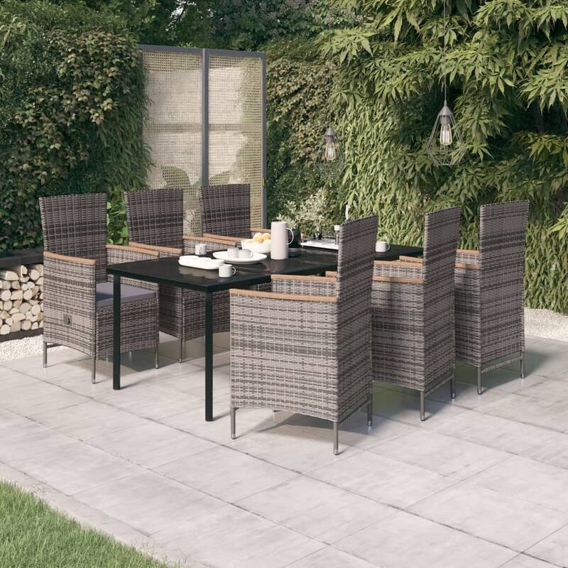 vidaXL Patio Dining Set 3/5/7 Piece Multi Colors 31.5"/55.1" Table Length - Grey 78.7" x 39.4" x 29.1" 7 Piece