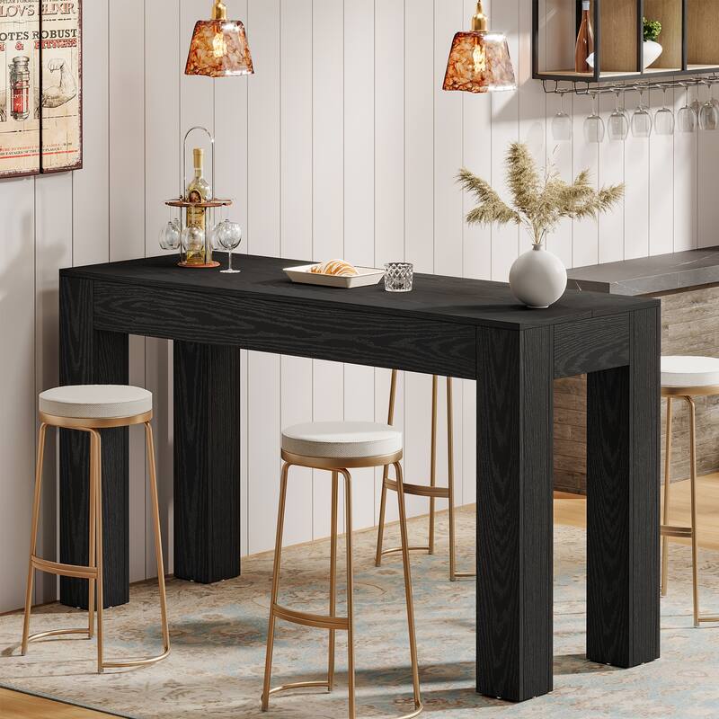 63" Rectangular Dining Table, Wooden Kitchen Table for Family Meals, Apartment & Small Spaces