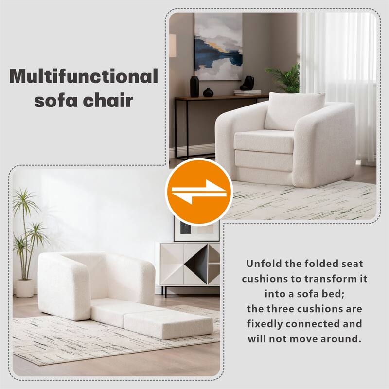 40"W Single Foldable Sofa Bed Equipped with Armrest and Backrest