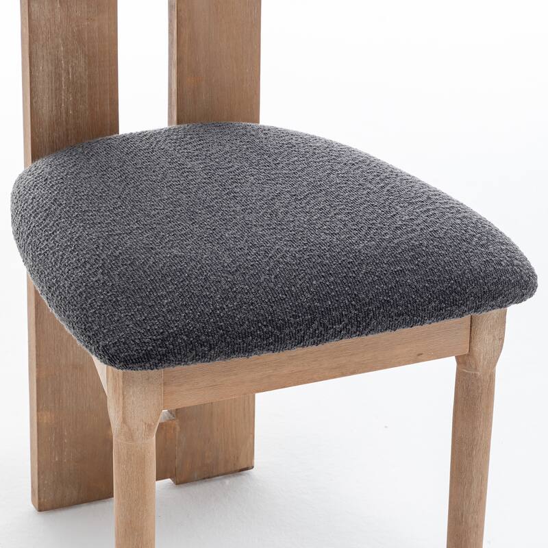 SEYNAR Set of 2 Modern Linen Upholstered Dining Chairs with Bolster Backrest