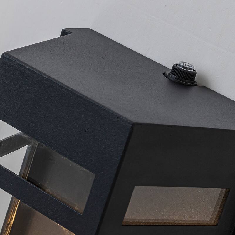 2-Light H20" Modern Black Outdoor Wall Light with Dusk-to-Dawn Sensor Front Door Garage Exterior Lighting Fixture - W6''