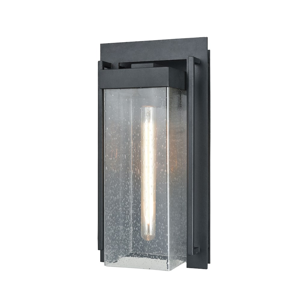 Elk Home Overton Matte Black With Seedy Glass 1 Light Wall Sconce