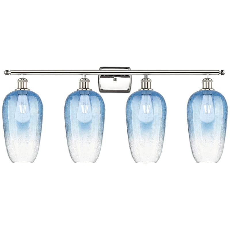 Innovations Lighting 516-4W-16-37 Brookhaven Flute Vanity Brookhaven - Polished Nickel / Sapphire Blue