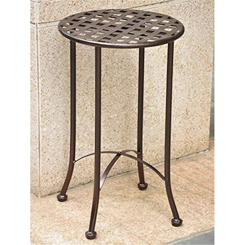 Round Iron Patio Table - 16 Inch Bronze Outdoor Side Table for Patios & Sunrooms - 26