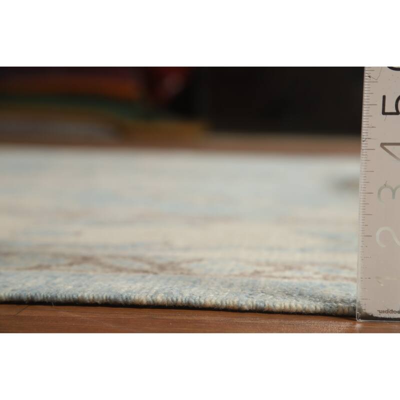 Hand Knotted Oriental 100% Wool Carpet Transitional All-Over Navy Blue & Blues Oushak Area Rug - 11' 2'' X 8' 2''