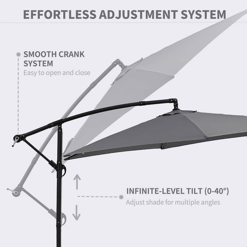 Ainfox 10ft Offset Hanging Market Patio Umbrella With Base
