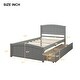 preview thumbnail 5 of 6, Twin Size Platform Bed with Built-In Storage Drawers Solid Wood Frame with Slatted Support