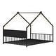 preview thumbnail 42 of 46, House Bed with Roof and Colorful Lights, House-shaped Frame Floor Bed with House Roof Frame, Metal Bed Frame with Slats and Legs
