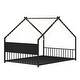 preview thumbnail 6 of 10, House Bed with Slats, KIds Bed with Roof and Colorful Lights,Full-Size for Home,Black