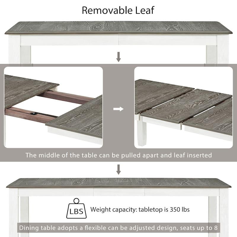 Antique Brown Wooden Extendable Dining Table, Upholstered Chairs with Wooden Legs, Exquisite Dining Table and Chairs Set for 6