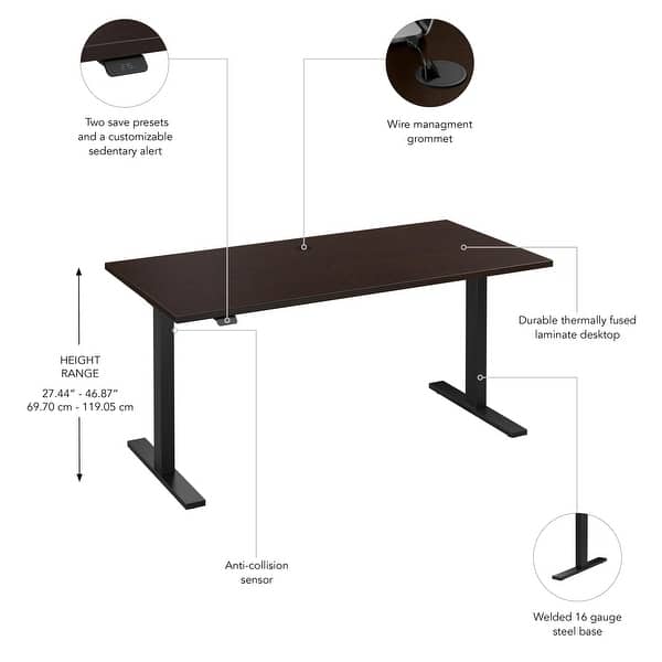 dimension image slide 21 of 22, Bush Business Furniture Move 60 Series 60x30 Adjustable Standing Desk