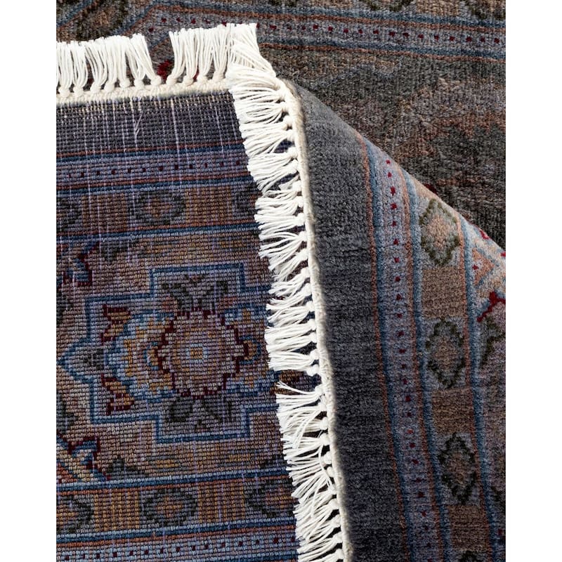 Overton Hand Knotted Wool Vintage Inspired Modern Contemporary Overdyed Gray Octagon Area Rug - 4' 4" x 4' 4"