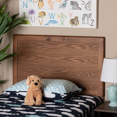 Raya Mid-Century Modern Walnut Brown Finished Wood Twin Size Headboard