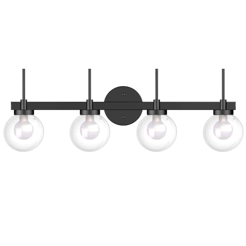 4-Light Bathroom Vanity Wall Light - Black - N/A - Black
