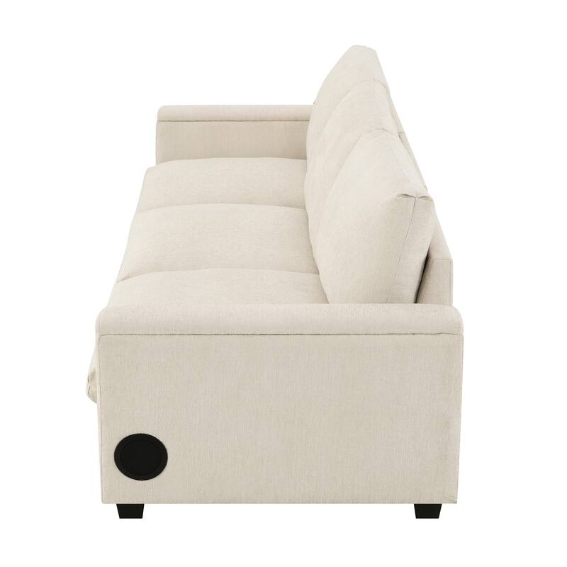 96" Chenille Smart Sectional Sofa with Bluetooth & USB