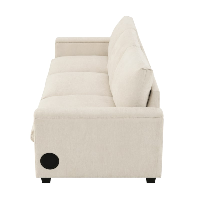 Chenille Modular Sectional Sofa,Cloud Couch Set with, USB, Bluetooth