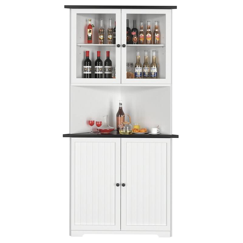 VEIKOUS 71 "Tall Corner Cabinet Storage with Doors and Adjustable Shelves