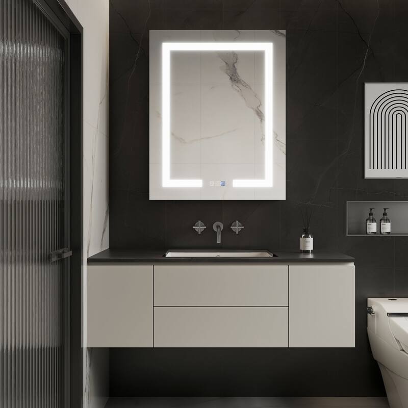 ExBrite 24" x 30" LED Lighted Bathroom Medicine Cabinet with Mirror,Recessed or Surface Mount,Defog - Right- Hand