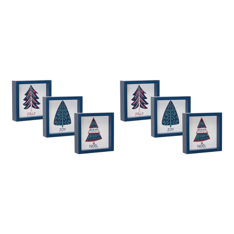 Pine Tree Christmas Wall Signs - 6" - Set of 6