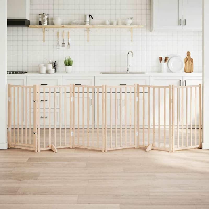 vidaXL Dog Gate Set of 6 Solid fir wood Foldable Dog Gate Rectangular - 11.8 x 118.1 x 35.4