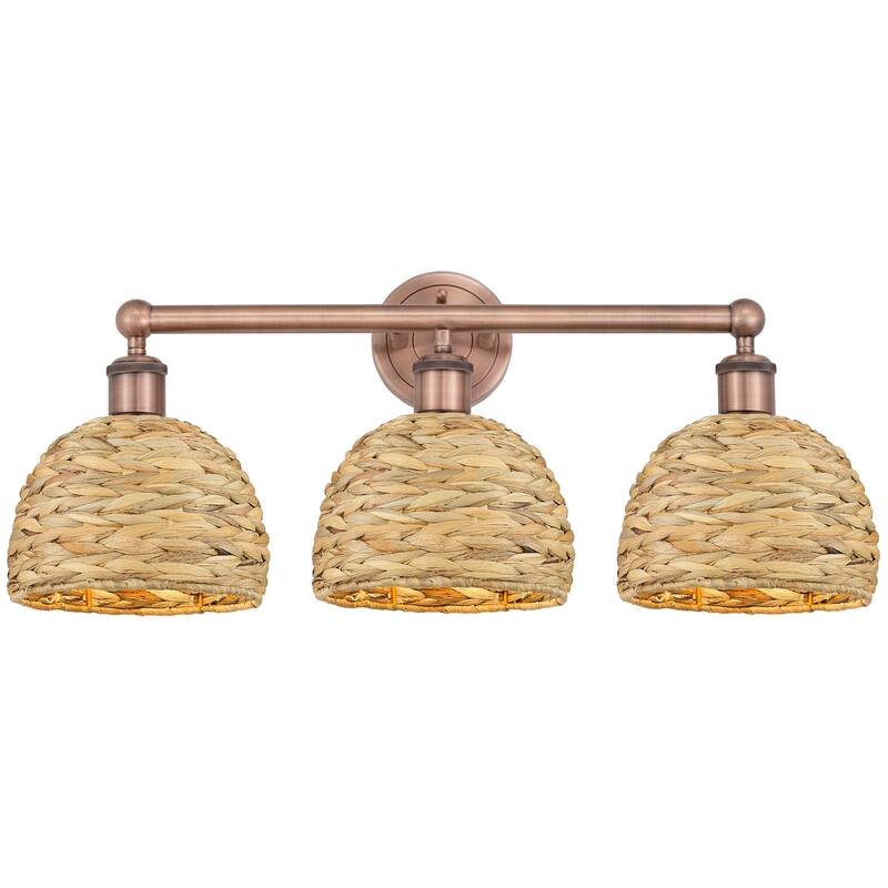 Innovations Lighting 616-3W-11-26 Woven Rattan Vanity Woven Rattan 3 - Antique Copper / Natural