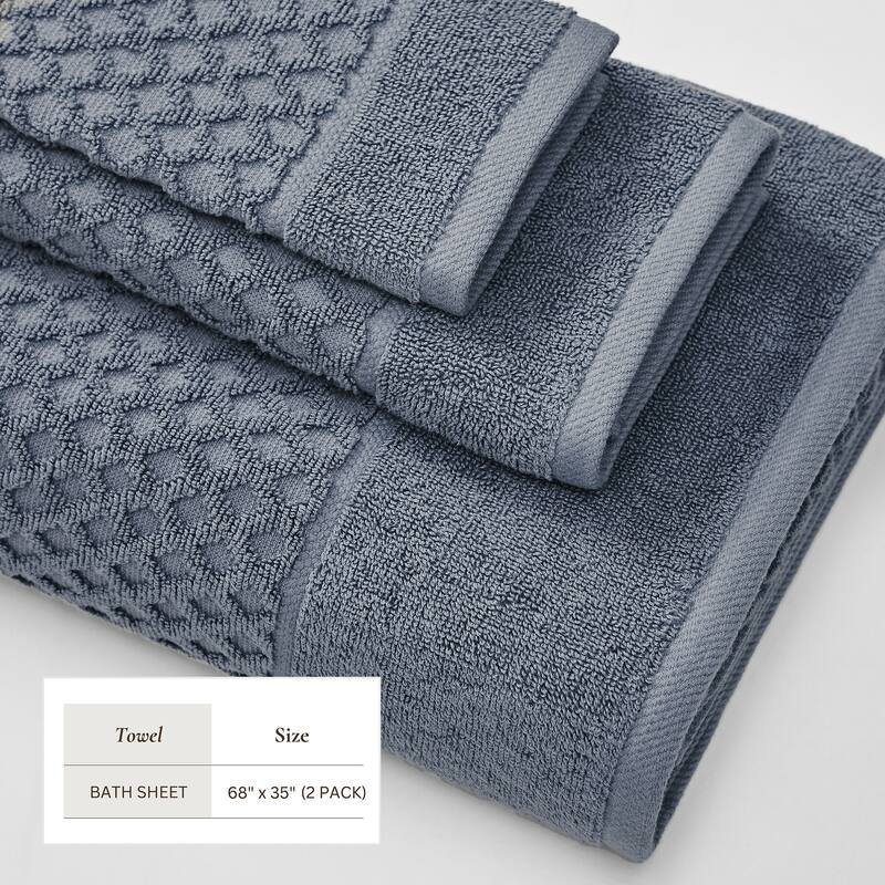 Linery & Co. Cotton Diamond Waffle Texture Bath Towels