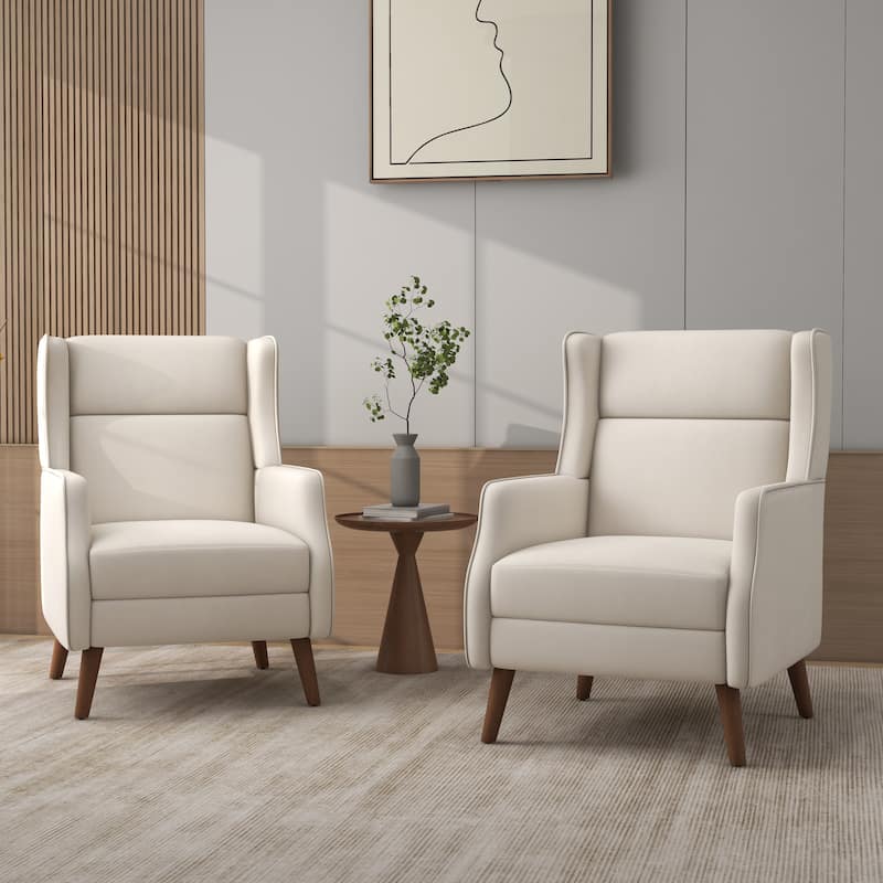 Modern High Back Cotton Linen Accent Chair