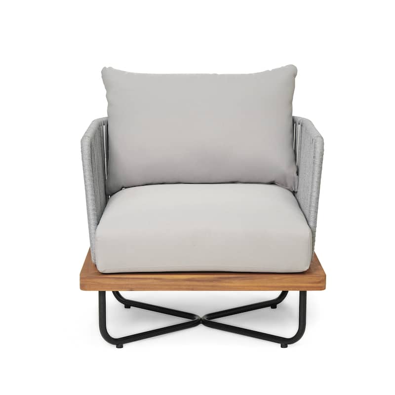 Christopher Knight Home - Emerson Coastal Acacia Wood Outdoor Chair with Cushions