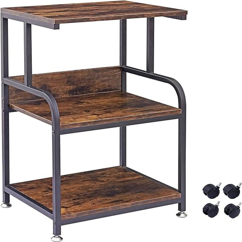 Printer Stand, 3 Shelf Printer Table with Wheels - 20.08 x 15.75 x 30.12 - Brown