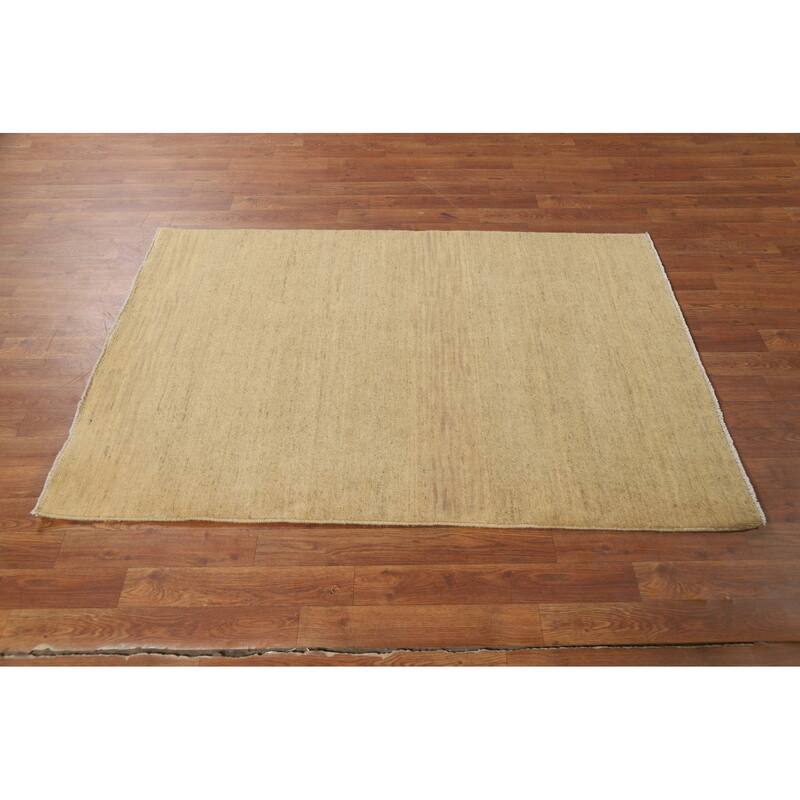 Modern Gabbeh Oriental Foyer Rug Hand-Knotted Contemporary Wool Carpet - 3'5"x 4'11"