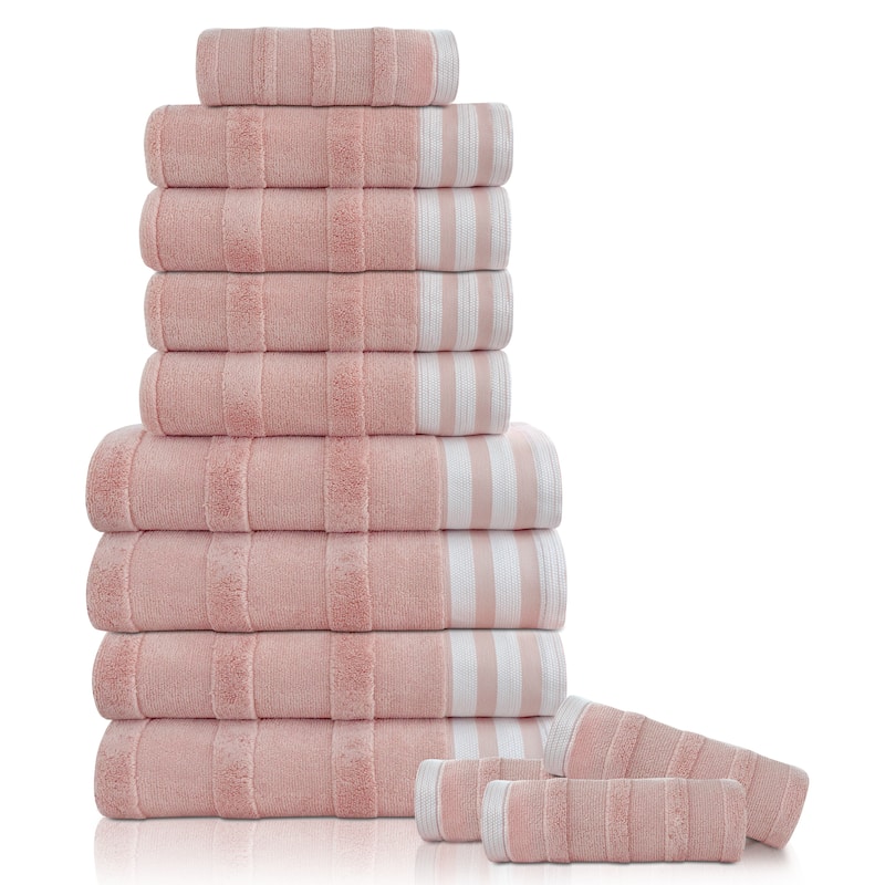 Kathy Ireland 12-Piece Jacquard Stripe Kyoto Towel Set