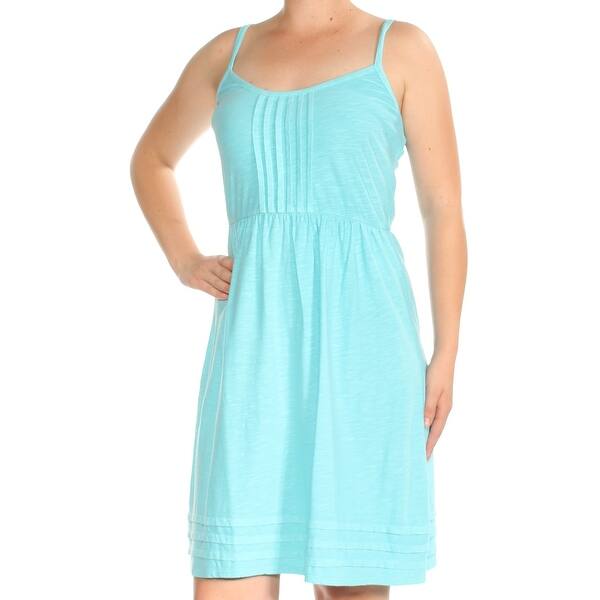 Shop Womens Blue Spaghetti Strap Knee Length Empire Waist Dress