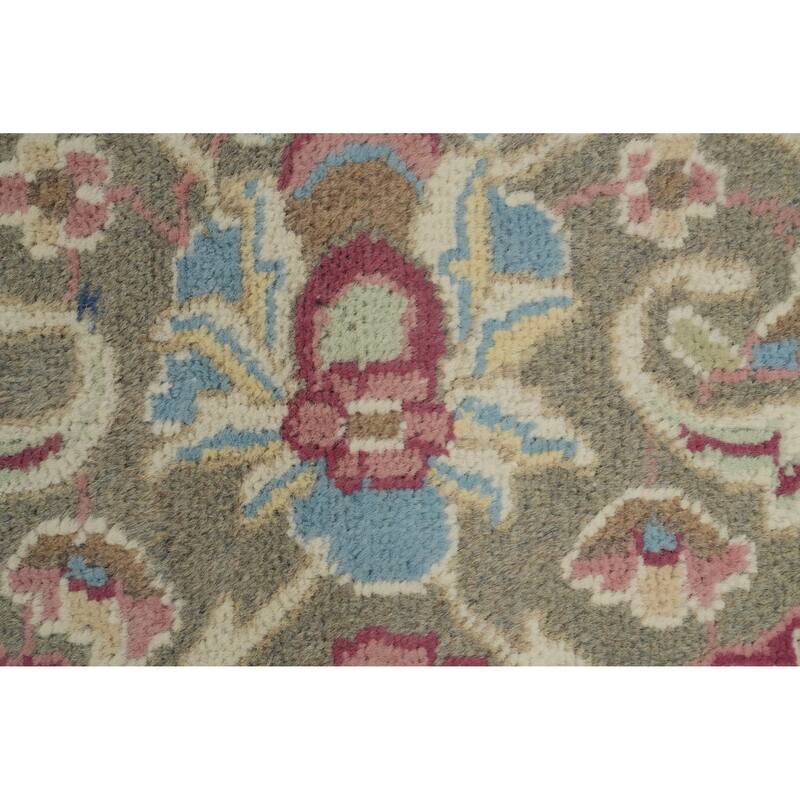 Hand Knotted Oriental 100% Wool Carpet Traditional Floral Pink Kerman Area Rug - 10' 9'' X 8' 1''