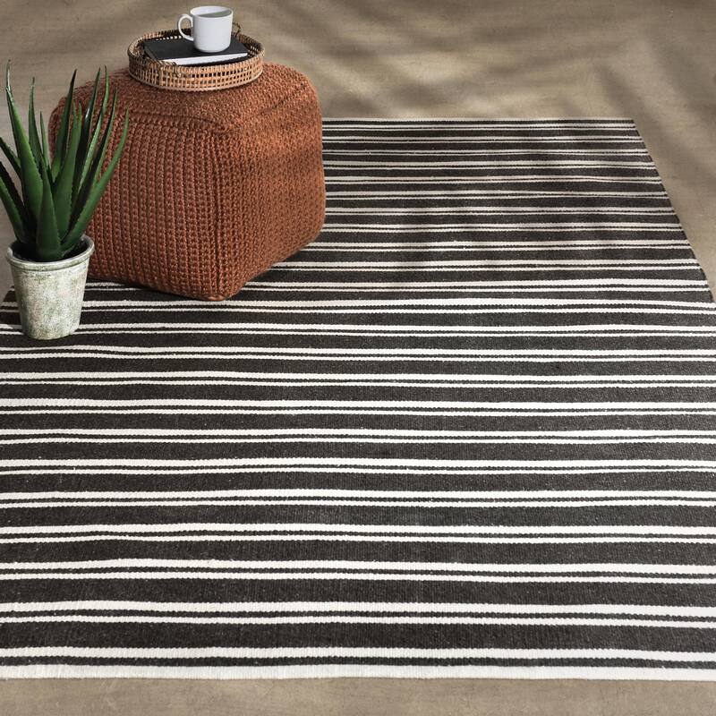 Villa by Classic Home Palma Hand Woven Performance Fabric Rug - 9x12 - Charcoal