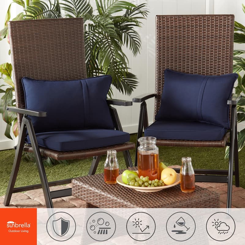 Sunbrella Indoor/ Outdoor 17-inch Square Corded Chair Pad (Set of 2)