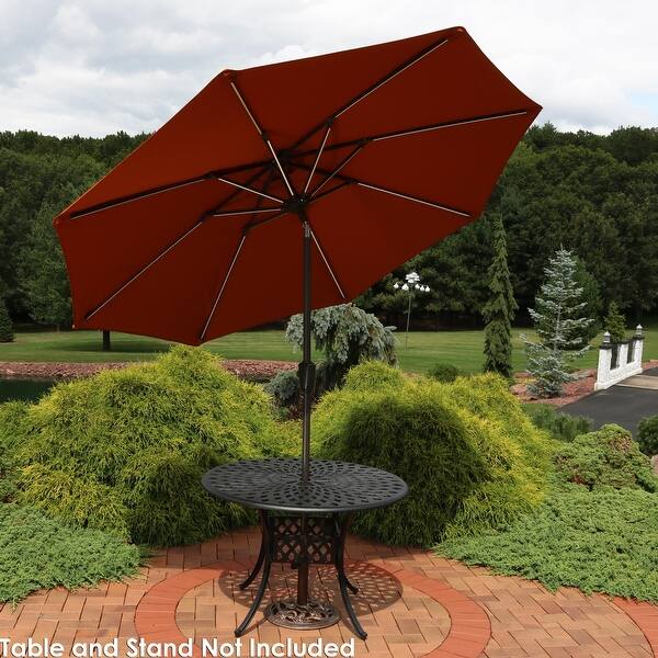 Shop Black Friday Deals On Sunnydaze 9 Fade Resistant Outdoor Patio Umbrella Solar Leds Rust Orange Overstock 28546997
