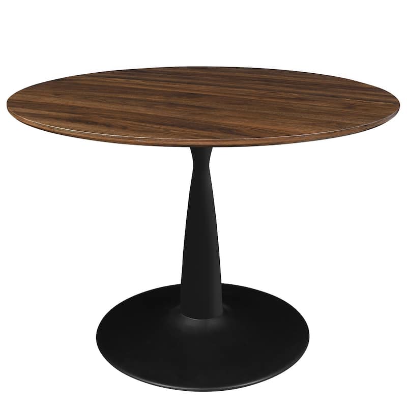 Round Walnut Color Dining Table