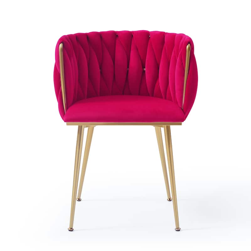 Stylish Dining Chair Reading Chair Vanity Chair with Metal Legs, Rose Red Upholstered Chair Velvet Chair