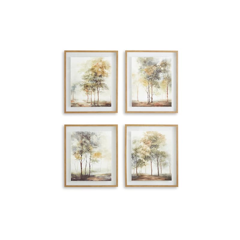 Signature Design by Ashley Bryneford Green/White Wall Art (Set of 4)