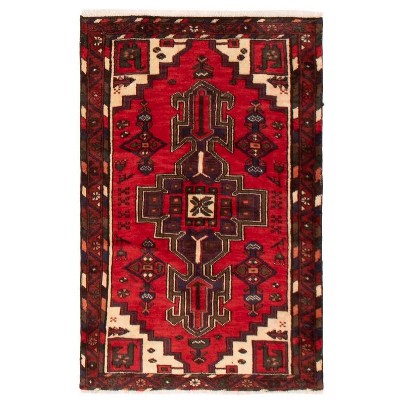 ECARPETGALLERY Hand-knotted Andelz Red Wool Rug - 3'1 x 4'9 - Red - 3'1 x 4'9