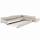 preview thumbnail 22 of 40, 3-in-1 Daybed L-shape Corner Sofa Bed with Pull-out Drawer and Trundle Bed, Linen Upholstered Bed Twin Size Sleeper Couch Bed